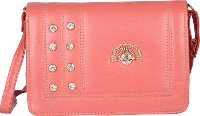 

Exotique Women Casual Pink Leatherette Sling Bag
