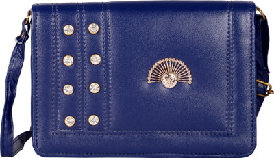 

Exotique Women Casual Blue Leatherette Sling Bag