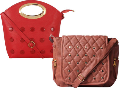 

Element Cart Women Casual, Evening/Party, Formal Red, Brown PU Sling Bag, Brown;red