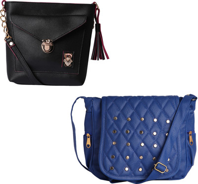 

Element Cart Women Casual, Evening/Party, Formal Black, Blue PU Sling Bag