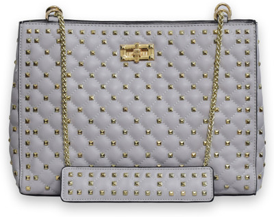 

GIRL EXCUSE Women Evening/Party Grey PU Shoulder Bag