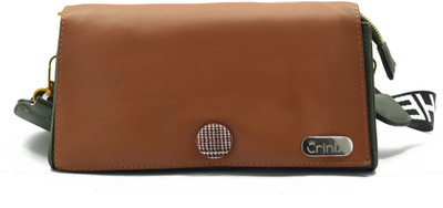 

Crinds Women Casual Brown Leatherette Sling Bag