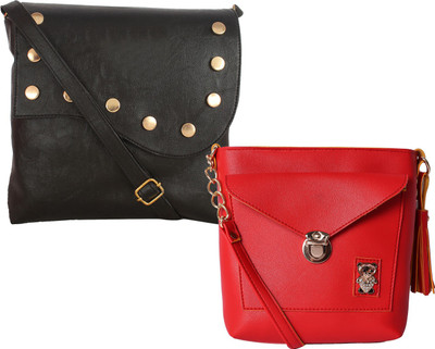 

Element Cart Women Casual, Evening/Party, Formal Black, Red PU Sling Bag