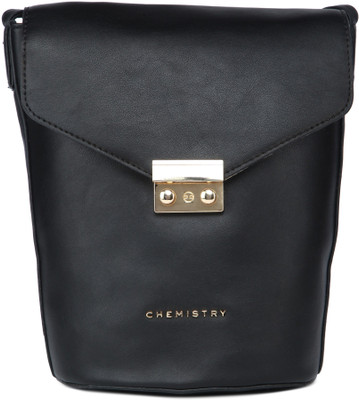 

Chemistry Women Casual Black PU Sling Bag