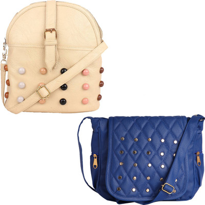 Element Cart Women Casual, Evening/Party, Formal White, Blue PU Sling Bag, Blue;white