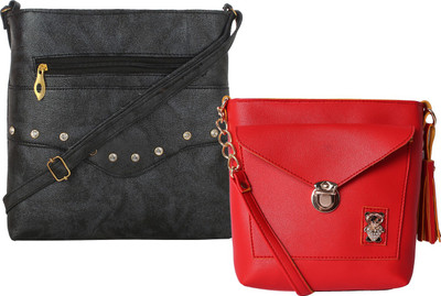 

Fillin Cart Women Casual, Evening/Party, Formal Black, Red PU Sling Bag