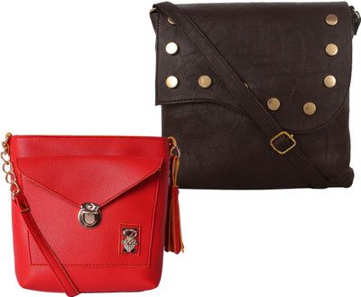 

Fillin Cart Women Casual, Evening/Party, Formal Brown, Red PU Sling Bag