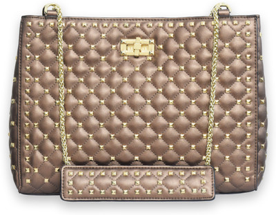 

GIRL EXCUSE Women Evening/Party Gold PU Shoulder Bag