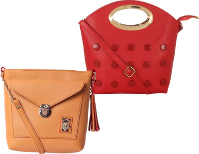 

Fillin Cart Women Casual, Evening/Party, Formal Red, Yellow PU Sling Bag