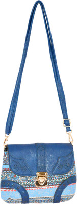 

minaar Women Evening/Party, Casual, Formal Blue Leatherette, Canvas Sling Bag