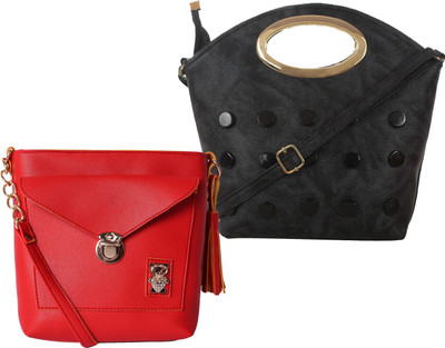 

Fillin Cart Women Casual, Evening/Party, Formal Black, Red PU Sling Bag