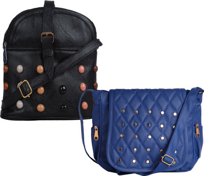 

Element Cart Women Casual, Evening/Party, Formal Black, Blue PU Sling Bag