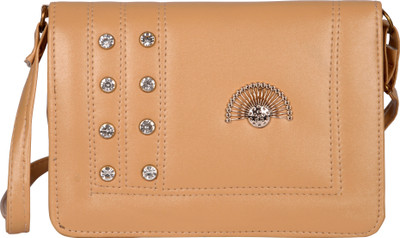 

Exotique Women Casual Beige Leatherette Sling Bag