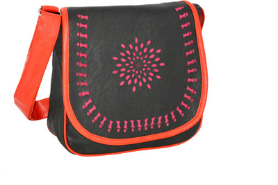 

minaar Women Casual, Evening/Party Black, Pink, Orange PU Sling Bag, Black;orange;pink