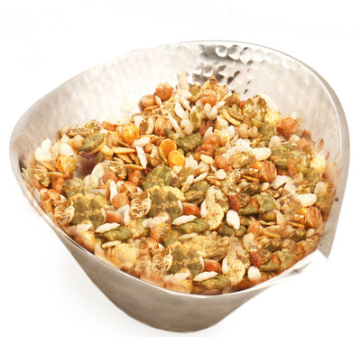 

Ghasitaram Gifts Namkeens-Silver Aluminium Protein Mix Namkeen Bowl(200 g, Pack of 2)