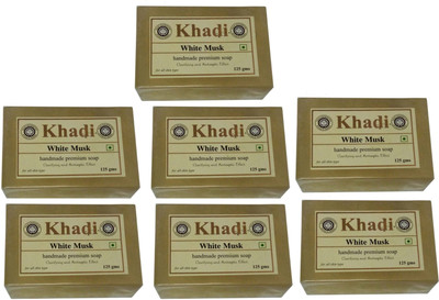 

Khadi Herbal Handmade White Musk Soap - Pack of 7(875 g, Pack of 7)