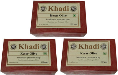 

Khadi Herbal Handmade Keshar Olive Soap - Pack of 3(375 g, Pack of 3)