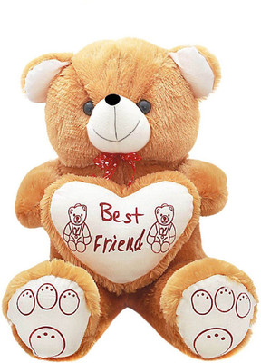 GVMC TOYS Cute and Smaily Brown Fur Teddy With Heart - 80 cm(Brown)