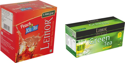 

Lemor Pack of Peach Instant Ice Tea (10 Sachets) with Jasmine Green Tea (25 Tea Bags) Lemon, Jasmine Tea Bags Box(250 g)