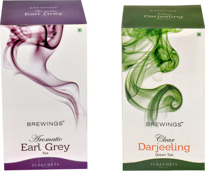 

Brewings Darjeeling Green & Early Grey Unflavoured Black Tea Bags Box(200 g)