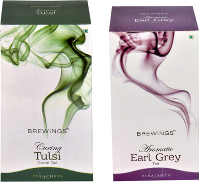 Brewings Earl Grey Black & Green Tulsi Tulsi Black Tea Bags Box(200 g)