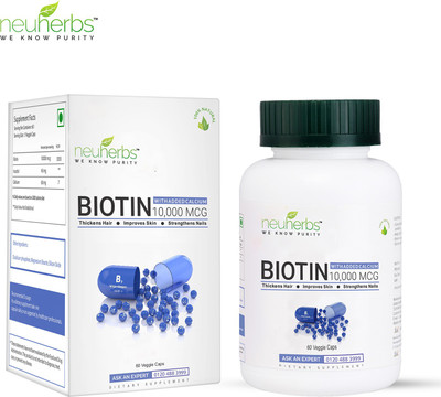 

Neuherbs Biotin 10000mcg with Calcium for Hair Growth Improves Skin & Nails(60 No)