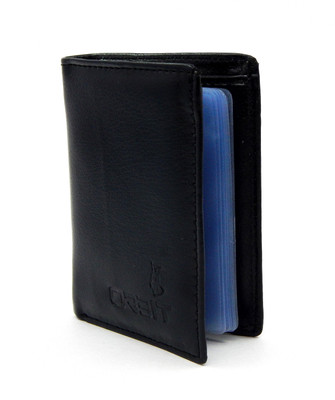 

Orbit Men Black Genuine Leather, Fabric Card Holder(12 Card Slots)