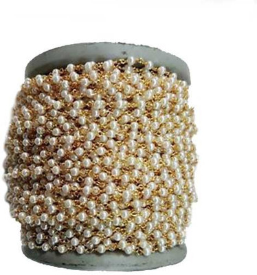 

mrithi Pearl Link chain for Jewellery Making - 4mm pearl - 2 metres