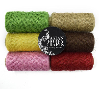 

AsianHobbyCrafts Jute Thread Roll (200 Yards) (180 m); Width: 1 mm; - Set of 6 Rolls : B