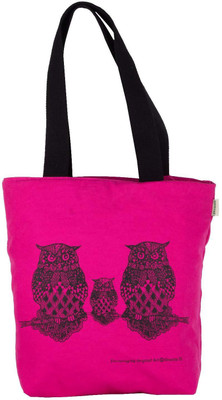

Allforasmile Cotton Canvas Reusable Ecofriendly Tote Bag | Animal Collection Owl | Original Art (Pink) Multipurpose Bag(Pink, 5 L)