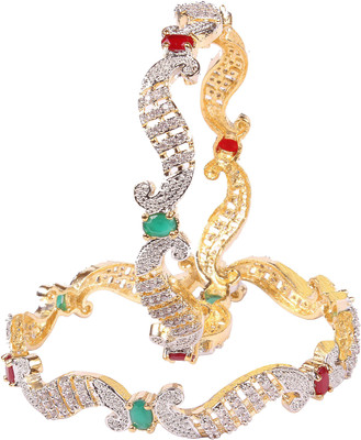 Shiv Jewels Alloy Cubic Zirconia Gold-plated Bangle Set(Pack of 2)
