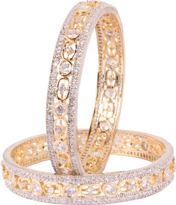 Shiv_Jewels Alloy Cubic Zirconia Gold-plated Bangle Set(Pack of 2)