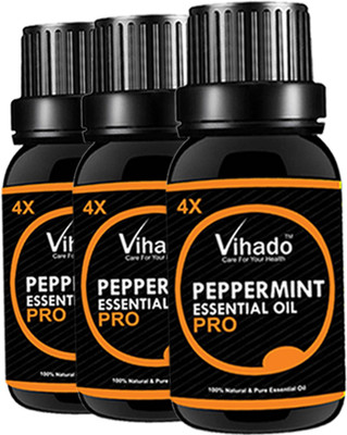 

VIHADO Peppermint Essential Oil, 4X PRO - 100% Pure & Organic, Natural, Undiluted, Ideal For Aromatherapy, Skin, Muscles & Aroma Diffusers 15ML (PACK F 3)(15 ml)