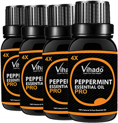 

VIHADO Peppermint Essential Oil, 4X PRO - 100% Pure & Organic, Natural, Undiluted, Ideal For Aromatherapy, Skin, Muscles & Aroma Diffusers 25ML (PACK OF 4)(25 ml)