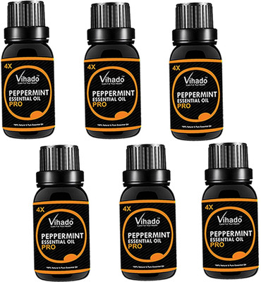 

VIHADO Peppermint Essential Oil, 4X PRO - 100% Pure & Organic, Natural, Undiluted, Ideal For Aromatherapy, Skin, Muscles & Aroma Diffusers 20ML (PACK OF 6)(20 ml)