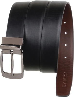 CREATURE Men Formal Black Artificial Leather Reversible Belt