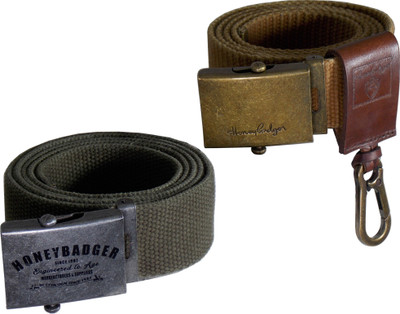 

Honey Badger Men & Women Casual Khaki, Green Canvas Belt