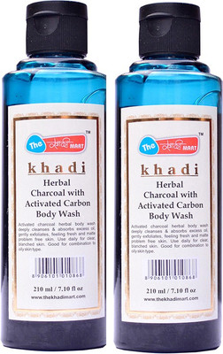 Khadi Mart Charcoal with Activated Carbon Body Wash - (Pack of 2) - 420 mL(420 ml, Pack of 2)
