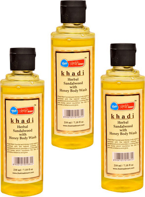 

Khadi Mart Sandal with Honey Body Wash - (Pack of 3) - 630 mL(630 ml, Pack of 3)