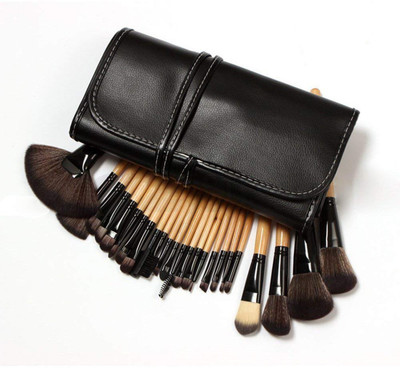

House of Quirk Professional 24 Piece All Natural Real Hair Makeup Brush Set - Handle Pcs Cosmetic Beauty Brushes Kit - Make Up Leather Organizer Case / Bag(Pack of 24)
