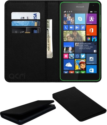 ACM Flip Cover for Nokia Lumia 535(Black, Cases with Holder, Pack of: 1)
