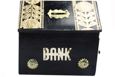 

Phirkcraft Wooden Black Hut Coin Bank(Black)