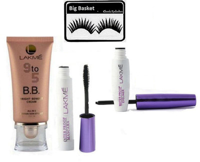 

big basket Eyelashes, BB Bright Benefit Cream Foundation & 9to5 Liner&Mascara(Set of 4)