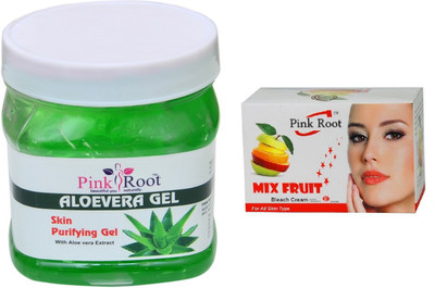 

Pink Root ALOEVERA GEL 500ML WITH MIX FRUIT BLEACH 50G(Set of 2)