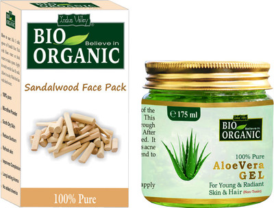 

Indus Valley Pure Aloe vera Gel and Herbal Sandalwood Face Pack Combo Kit(Set of 2)