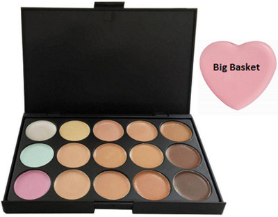 

big Basket Silicon Puff with 15 shade concealer Palette(Set of 2)