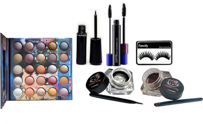 

Fancify Eyelashes, My Love Eyeshadow Palette, Hello kitty Two Eyeliner, Haute and Naughty Double Effect Mascara& Mac Liquid last Eyeliner(Set of 6)