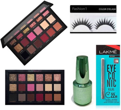 

FASHION 1 COMBO OF ROSE GOLD EYESHADOW PALLETE WITH LAKME EYECONIC HUDA NAIL POLISH WITH EYELISH SET OF 5,(Set of 5)