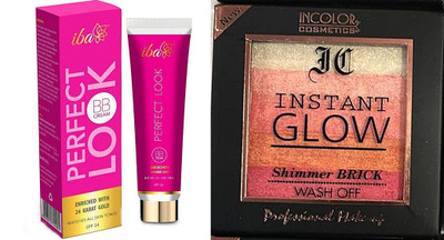 

iba halal care Perfect Look BB Cream With 24 Karat Gold (30g) with Incolor Shimmer Brick Illuminator - 02 Nectar (9g) combo(Set of 2)