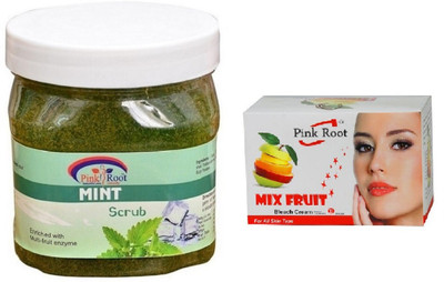 

Pink Root MINT SCRUB 500ML WITH MIX FRUIT BLEACH 50G(Set of 2)